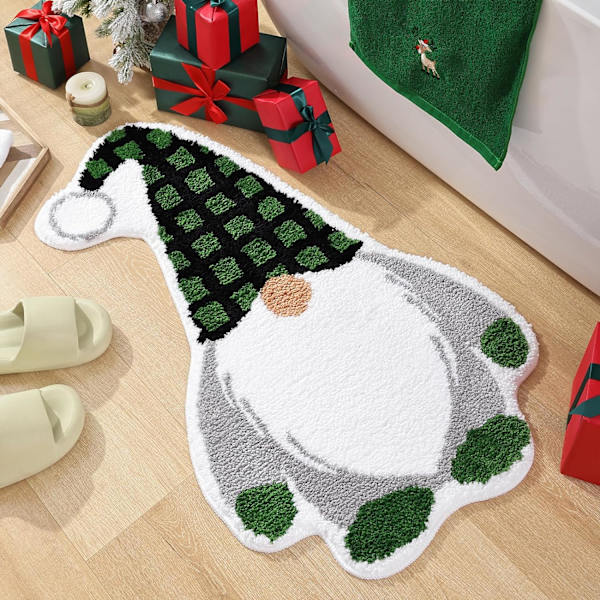 Söta Tomtar Jul Badrumsmattor Mjuka Vattenabsorberande Roliga Gröna