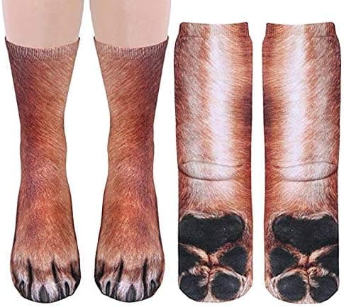 3 Par Djur Tassstrumpor - Unisex 3D-tryckta strumpor Nyhet Djur Tass