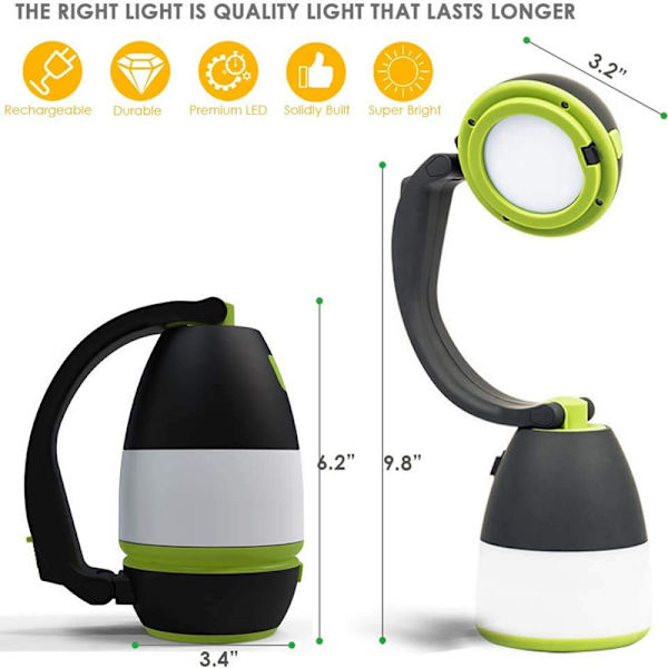 Multifunktionel LED USB Genopladelig Campinglys/Lampe Udendørs H