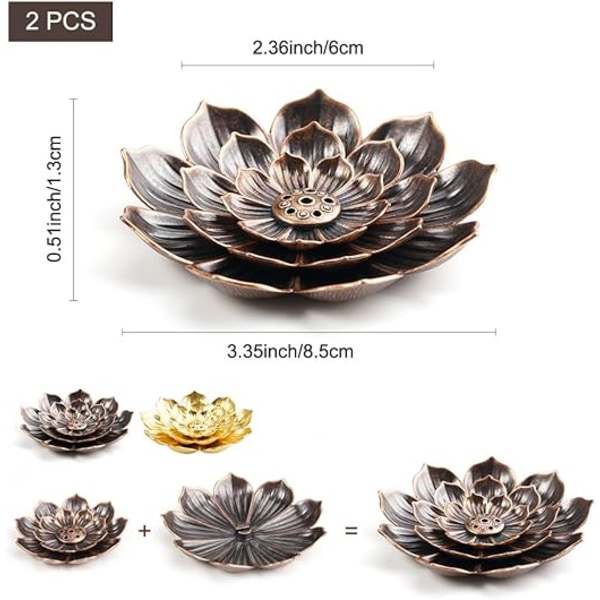 2 Pieces Lotus Incense Holder, Bronze and Gilt Bronze，6 Hole  DXGHC