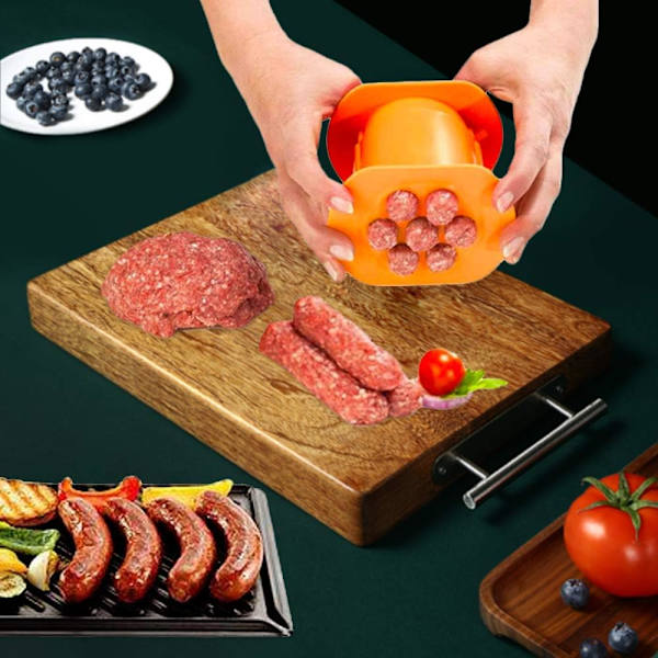 En-tryks cevapcici Pølsemaker Fylder, 7 Pølser Ad gangen Tryk Håndlavet Hotdog Kødkødstrimler Maskine Former Non Stick