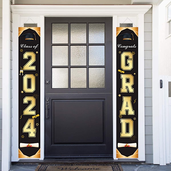Examenbanner, Examen Dekorationer Klass av 2024, Hängande Grattis Banner/Grattis Examen Banner för Dörr