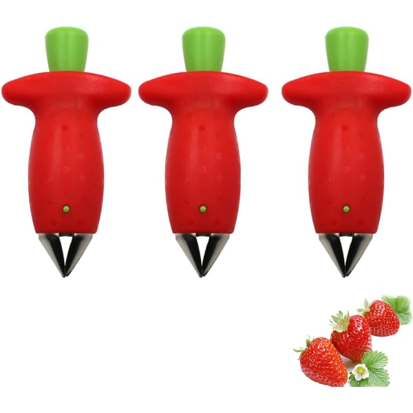 3 delar Fruit Corer Remover, Strawberry Slicer, Separator Sh DXGHC