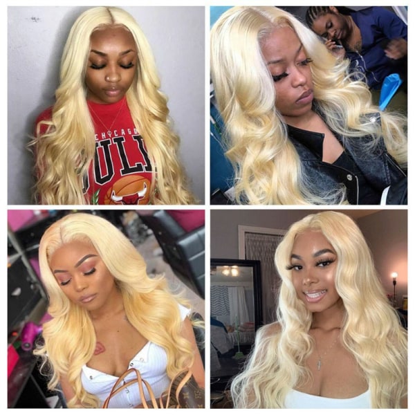 Blonde blonder Frontparykker Menneskehår 13x4 Body Wave 613 HD Transp