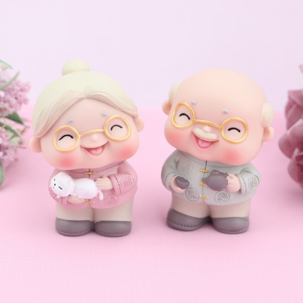 Cute Old Lady Loving Couple Birthday Cake Decoration Wedding Gift