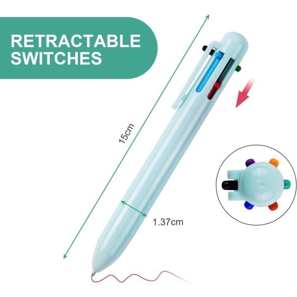 Kuglepen, 6 i 1 Multifarvet Komfortabel Skrivepen, 6 Farver