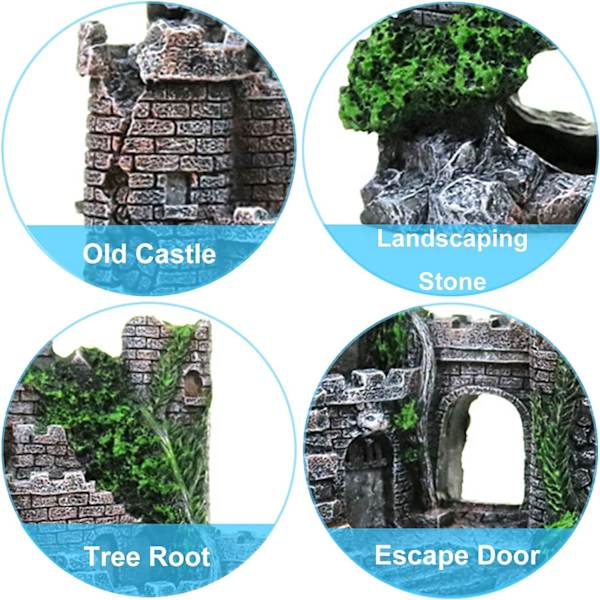 Simulert Harpiks Slott Ornament Akvarium Dekorasjon