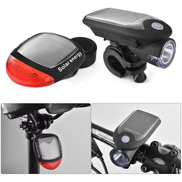 USB-ladbare vanntett sykkel LED-for- og baklys