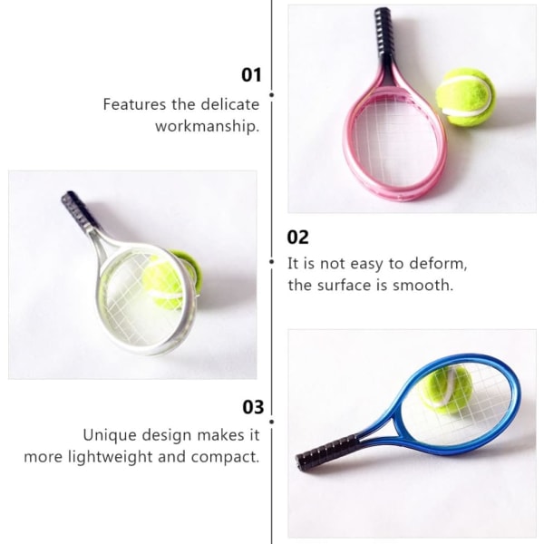 2 sett Mini tennisracket og ballsett 1:12 Miniatyrtennissett