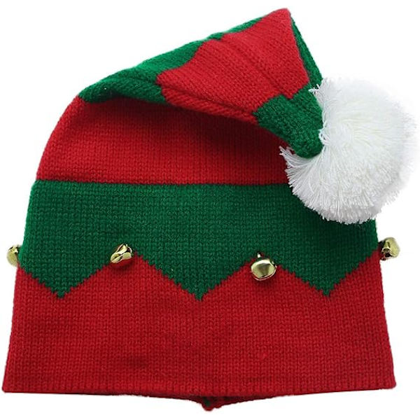 Julklappsmössa för barn Stickad jultomtemössa med P DXGHC