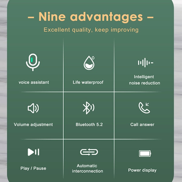 Langattomat kuulokkeet, Bluetooth 5.3 -kuulokemikrofoni, akunäyttö, sininen