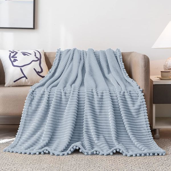 Fleece Tæppe Dobbelt Størrelse – 51x59, Grå – Blød, Plys, Fluffy, Fuz