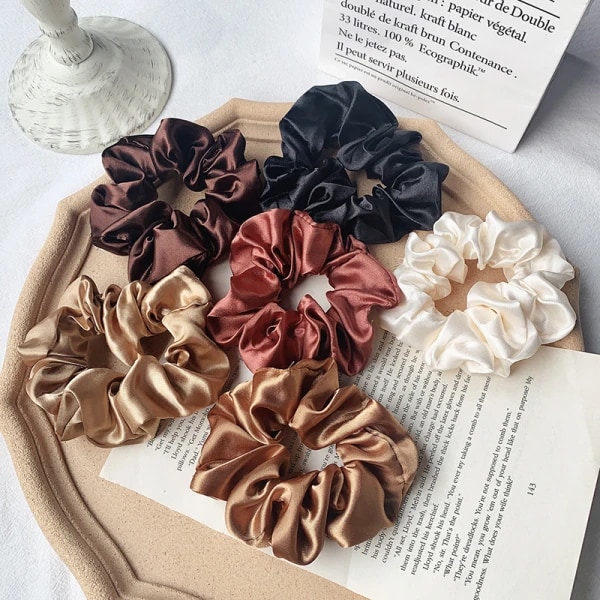 12 stk. Hår Scrunchies Satin Silke Scrunchies Silkeblødt krøllet hår, ZQKLA A