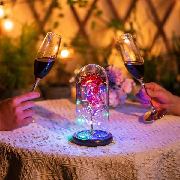Led Enchanted Galaxy Rose Evig 24k Guldfolie Blomst Med Fe