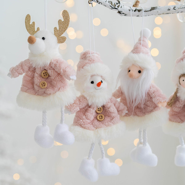 4 Santa Tomte Snögubbe Slog Mids Julgran Plysch Hängande M