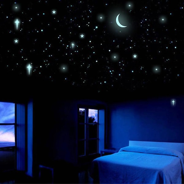 3 stk Lysende Månestjerner Wall Sticker Glowing In Night Living DXGHC