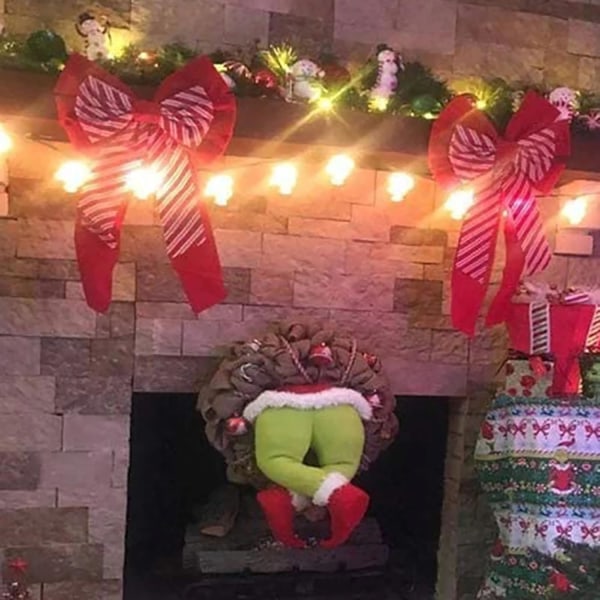 Christmas Thief Wreaths, Funny Burlap Bowknot Garland Naughty Thie