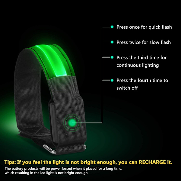Löparlampor (2-pack) Laddningsbara LED-armband Reflexiva Ru