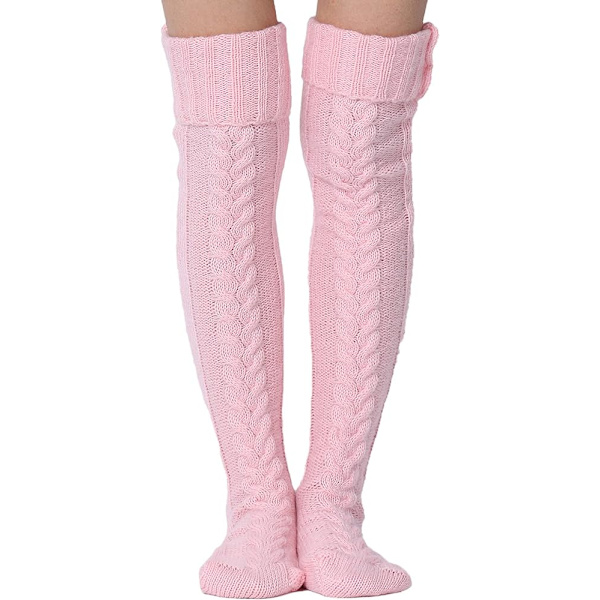 Naisten kaapelikudotut korkeakorkoiset sukat Extra Long Winter Over Knee