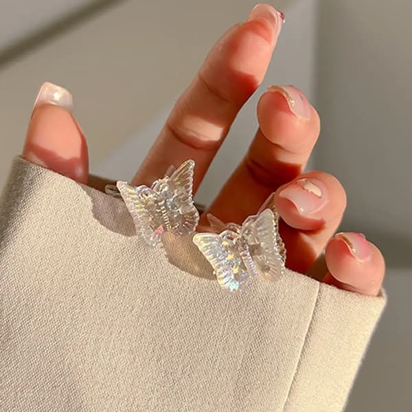 30 Mini Butterfly Hårklemmer Transparent Harpiks Sød Søde Hårnåle