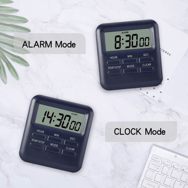 Digital timer med klocka/väckarklocka funktion 3 i 1, magnetisk Ki