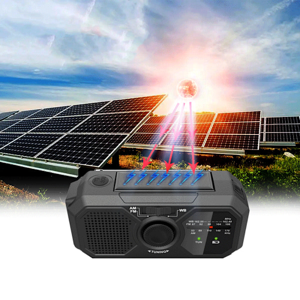 Bärbar radiohandvev AM/FM-radio Dynamo Radio LED-ficklampa