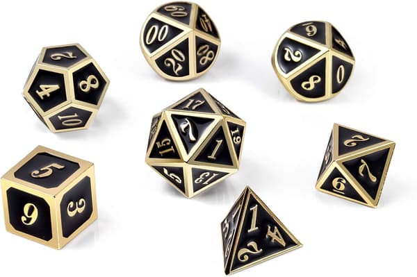Metalliske Terninger Sett D&D, 7 Terninger Metall Polyhedral Sett med Gaveboks