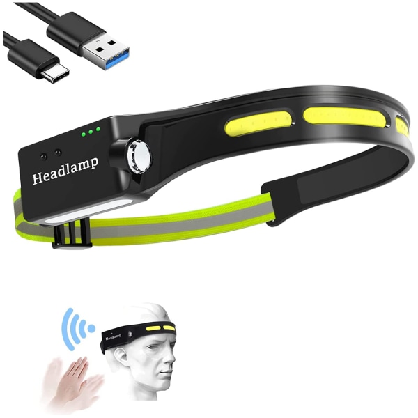 USB-oppladbart LED-hodelykt, kraftig hodelykt, justerbar vinkel