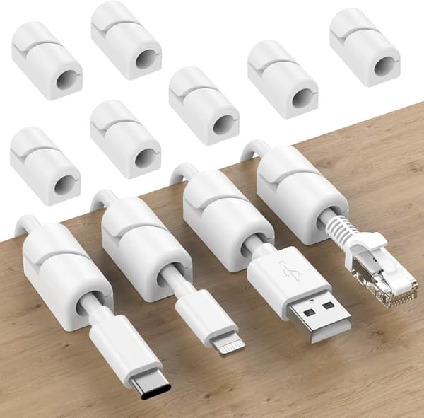 Paket med 20 självhäftande silikonkabelklämmor, Kabel O