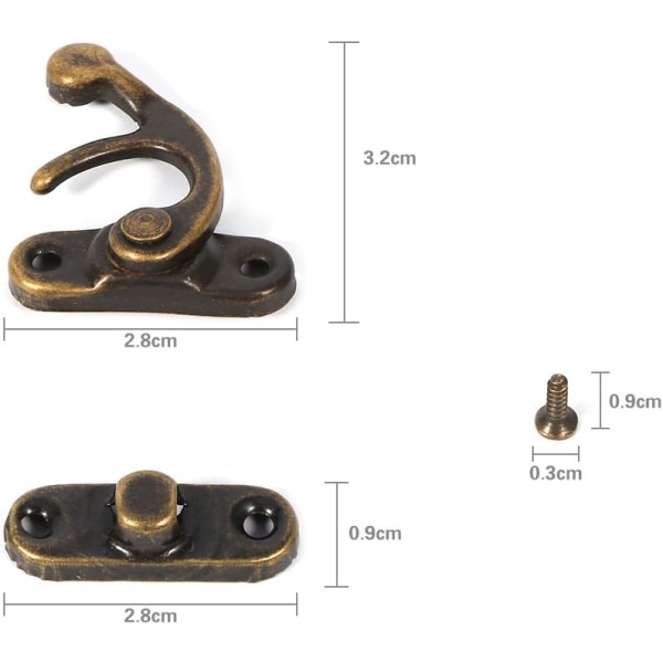 12 kpl Antiikkinen vasen/oikea salpakoukku Hasp Horn Lock ruuvilla La