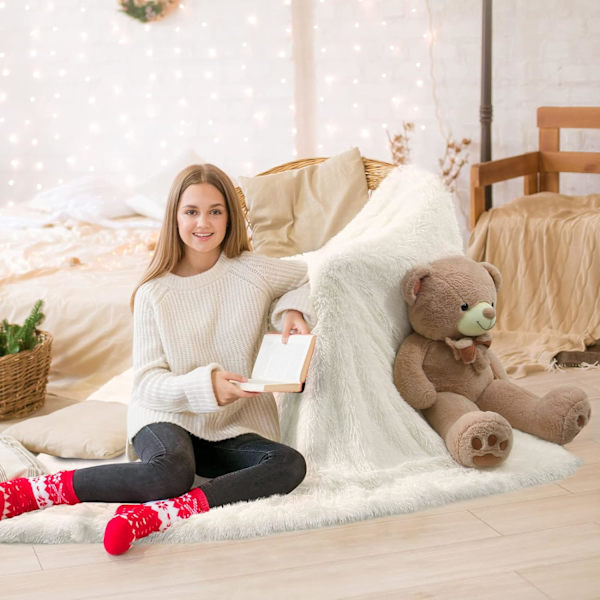 Shaggy Longfur Kunstpels Teppe, Fuzzy Kast Teppe 80*120cm