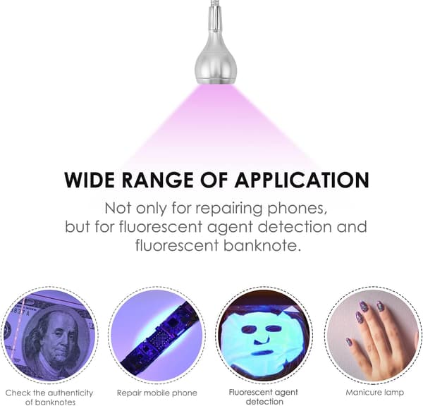 3W UV-geelilamppu UV LED Violet USB:ssa, liitäntäkytkimellä puhelimeen