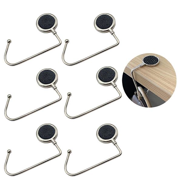 6-pack väggkrok, solid halkfri krok i blank metall, handväska