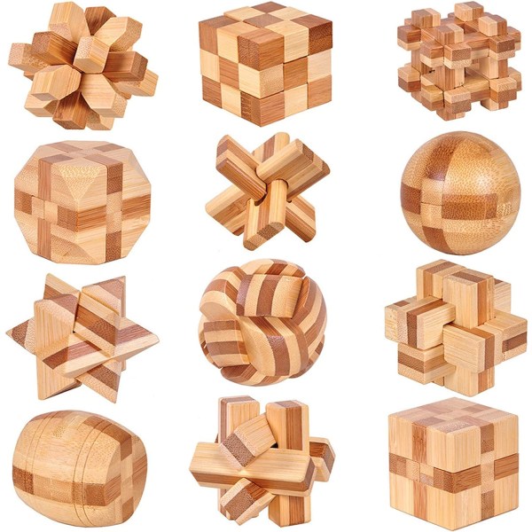 12 Stykker Utdannende Leke 3D Utfordring IQ Tenke Test Mini Woo