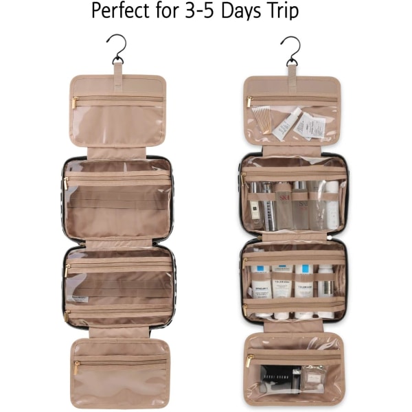 Toilettaske rejsetaske med hængekrog, vandafvisende makeup