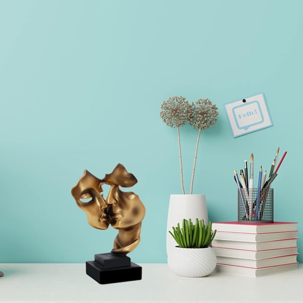 Modern Skulptur, Gyllene Abstrakta Konstfigurer, Vardagsrumsdekoration