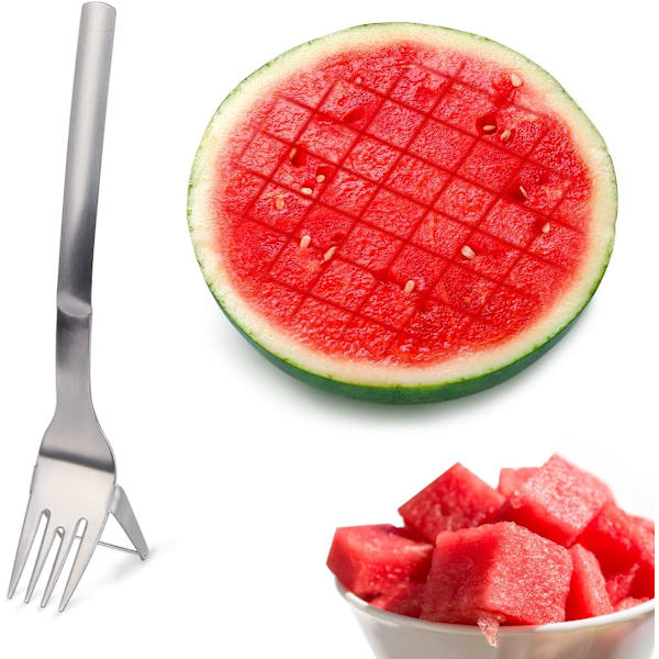 2 i 1 Vandmelonsskærer, Rustfrit Stål, Til Skæring af Frugt, Sæt