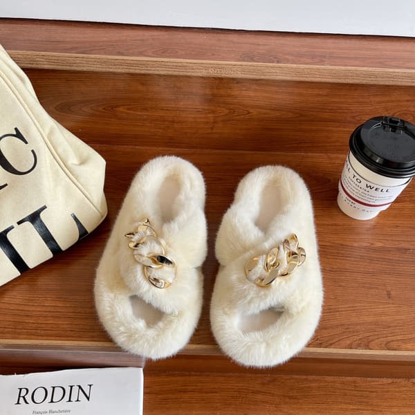 Plys slippers til kvinder 2022 nye efterår og vinter kæde hjem slip