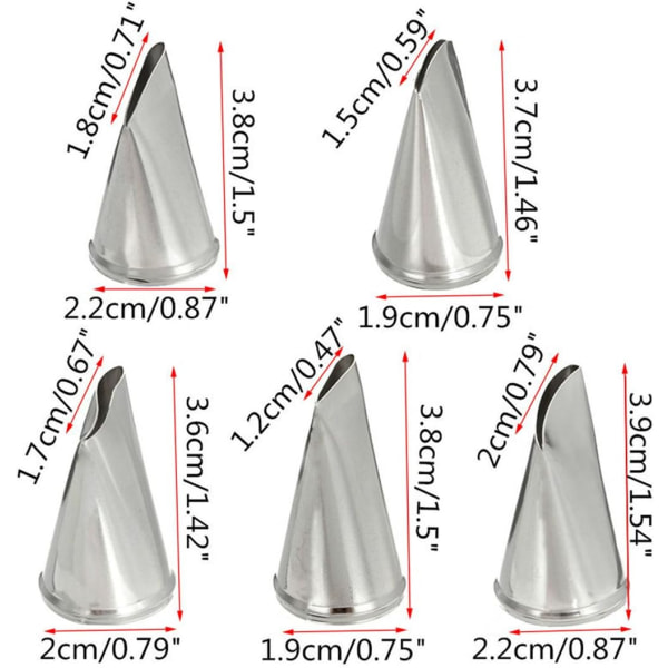 5 st. Rosformar i rostfritt stål för tårtdekoration DXGHC