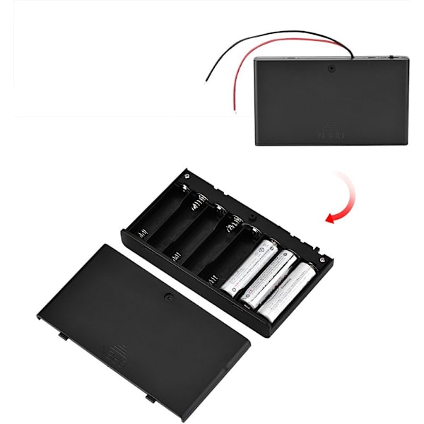 8 × AA Batterihållare, ABS Batteriförvaringslåda med strömbrytare DXGHC