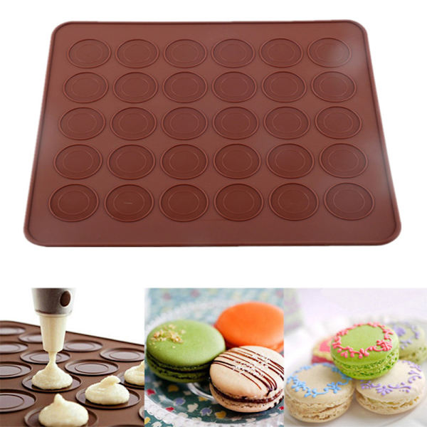 Bakplåt i silikon, 30 runda hål för macarons