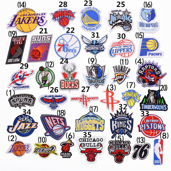 35 stykker basketball-lag logo broderte lapper datamaskin e DXGHC