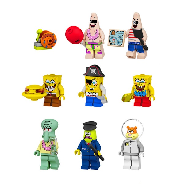 Spongebob Squarepants Building Blocks Doll Octopus Brother Sent Big Star Children's Assembled Minifigure Toys