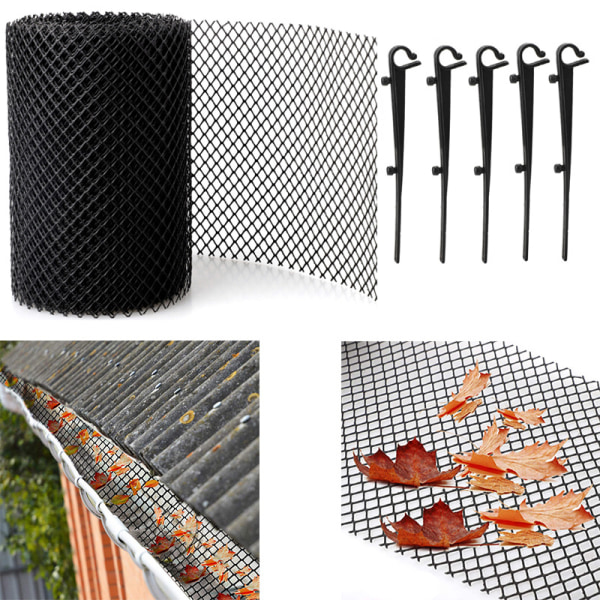 Plastskydds nät för stuprör, bredd 16 cm * längd 600 cm (medföljer 15 spikar)