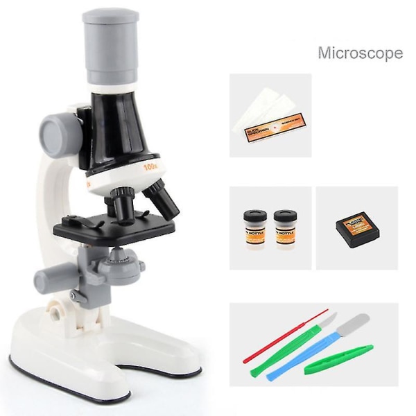 1 legetøjsmikroskop børns videnskabelige eksperiment dragt mikroskop