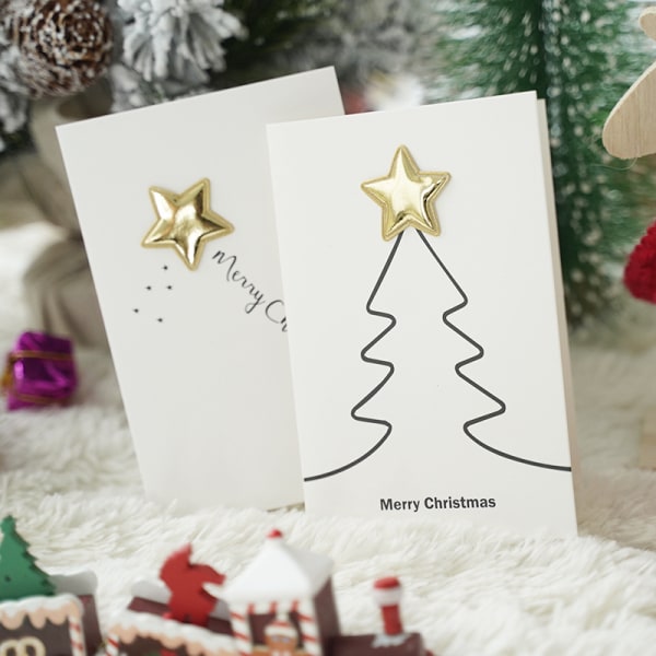 12 delar 3D stjärna läder dekorerad julkort gratulationskort