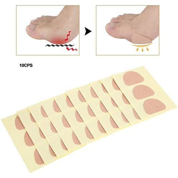30 stk. 4,5 x 3,5 cm Strikket Adhæsiv Pedi-Pad Anti-Slid Hæl Puder S