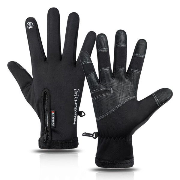 Cycling gloves male Q903 winter zipper touch screen windproof, wa