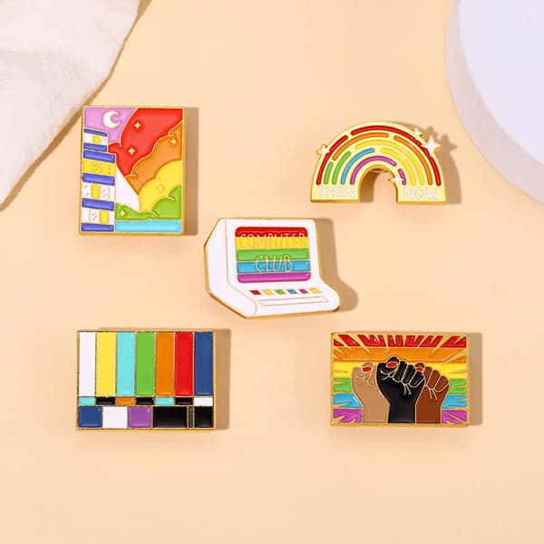 5 stykker regnbue broche kreative flag spil konsol serie pers
