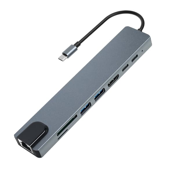 Type-C forlængerdock hub 8 i 1 hub multifunktionel laptop forlænger